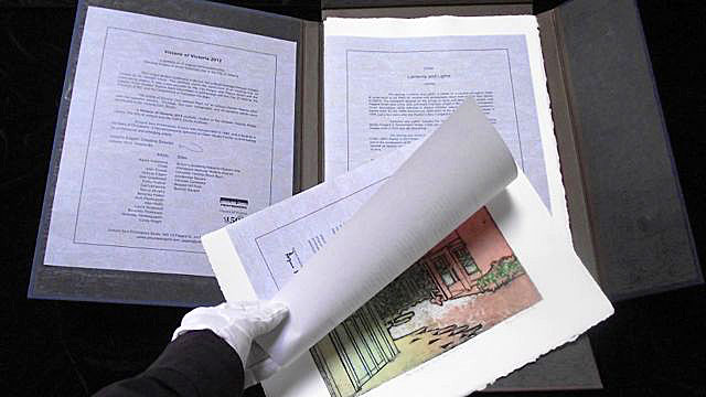 Presentation Album interior showing print in envelope